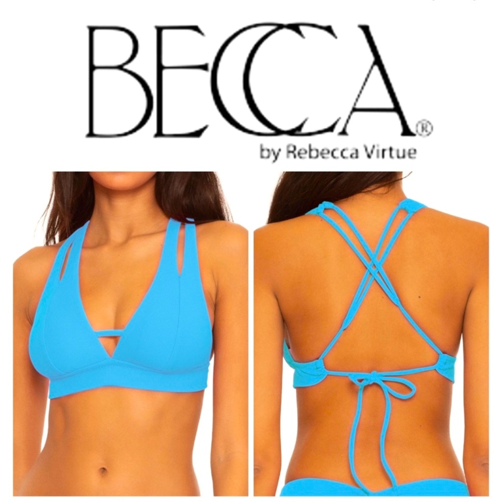 BRAND NEW WITH TAGS ~  BECCA Elaine Fine Line Color Code Bralette Bikini Top - L